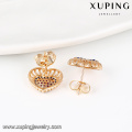 25349 xuping elegante 18k Goldfarbe herzförmige Design-Ohrringe aus synthetischem Zirkon